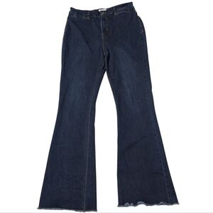 a loves a Women's Flare Jeans High Rise Dark Wash Distressed Hem Dillards Size 8